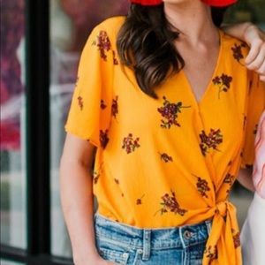 Tie Front Floral Bodysuit Blouse